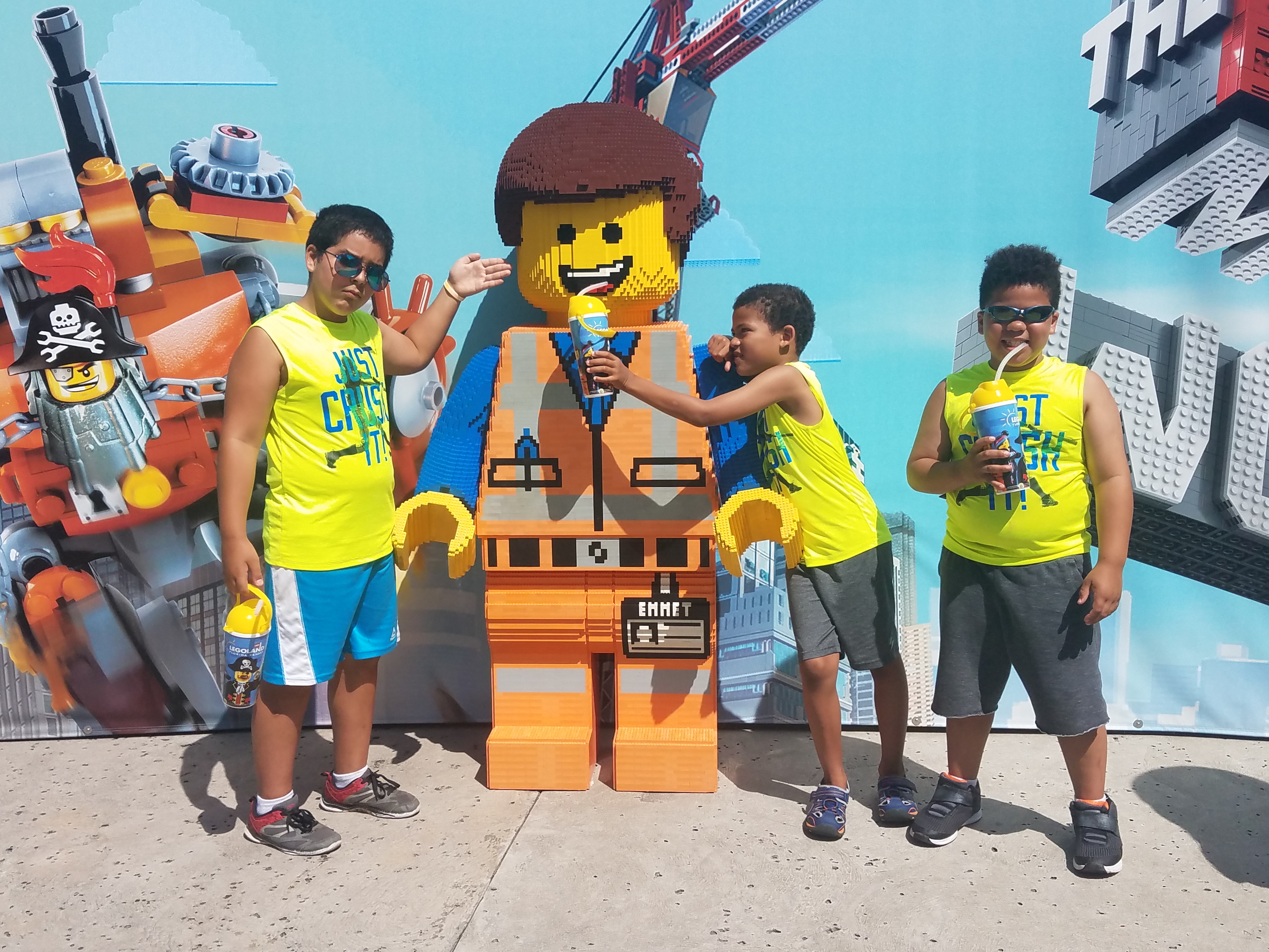 Three brothers enjoy a drink at LEGOLAND 